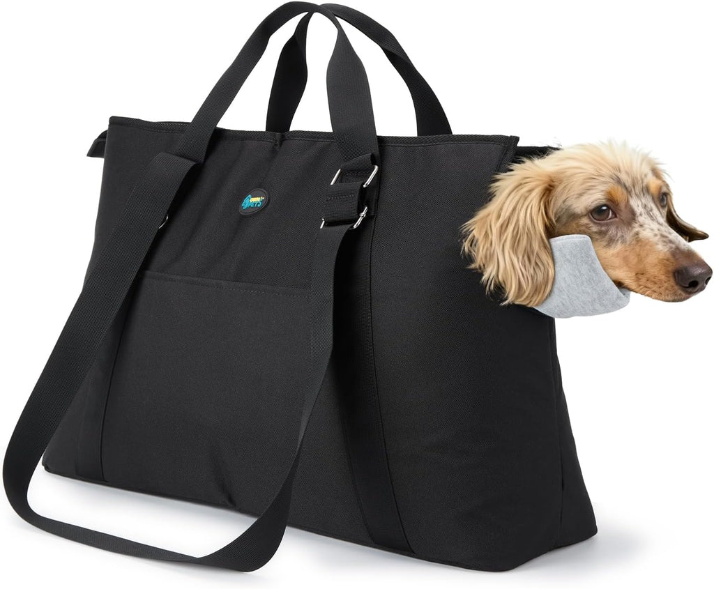 Ownpets large dog purse carrier in black front view