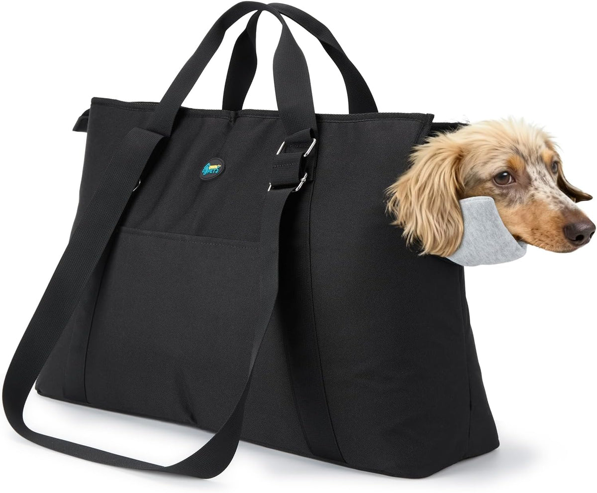 Ownpets large dog purse carrier in black front view