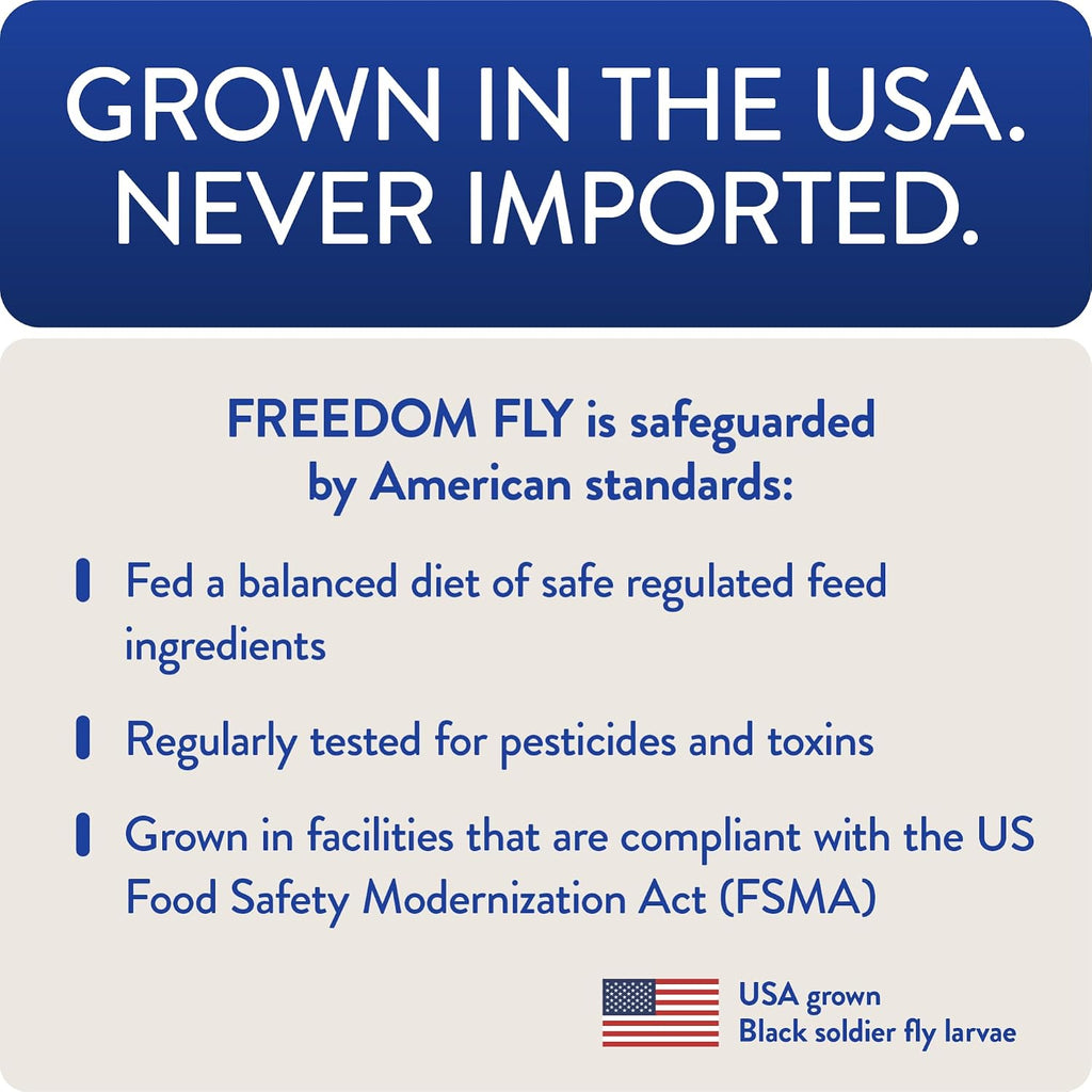 Nutritional benefits label of Flockleader Freedom Fly protein supplement