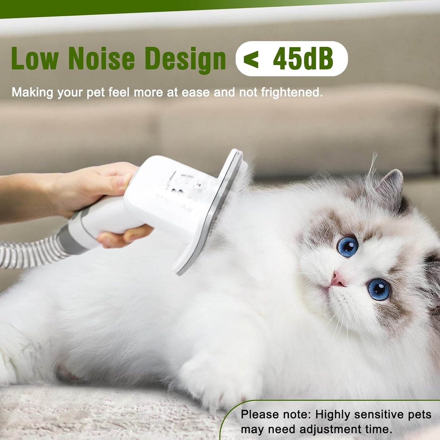 Low noise electric clippers and nail grinder attachment close up view