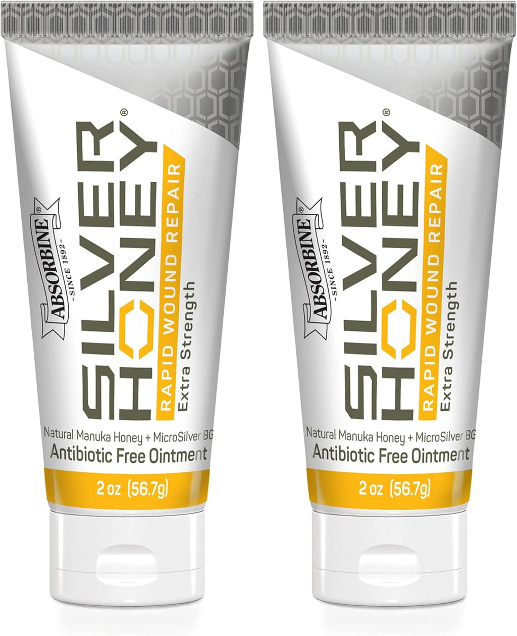 Absorbine Silver Honey Rapid Wound Repair Ointment Twin Pack 2oz Tubes, Manuka Honey & MicroSilver BG - Image 1