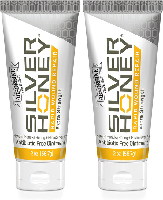 Absorbine Silver Honey Rapid Wound Repair Ointment Twin Pack 2oz Tubes, Manuka Honey & MicroSilver BG - Image 1