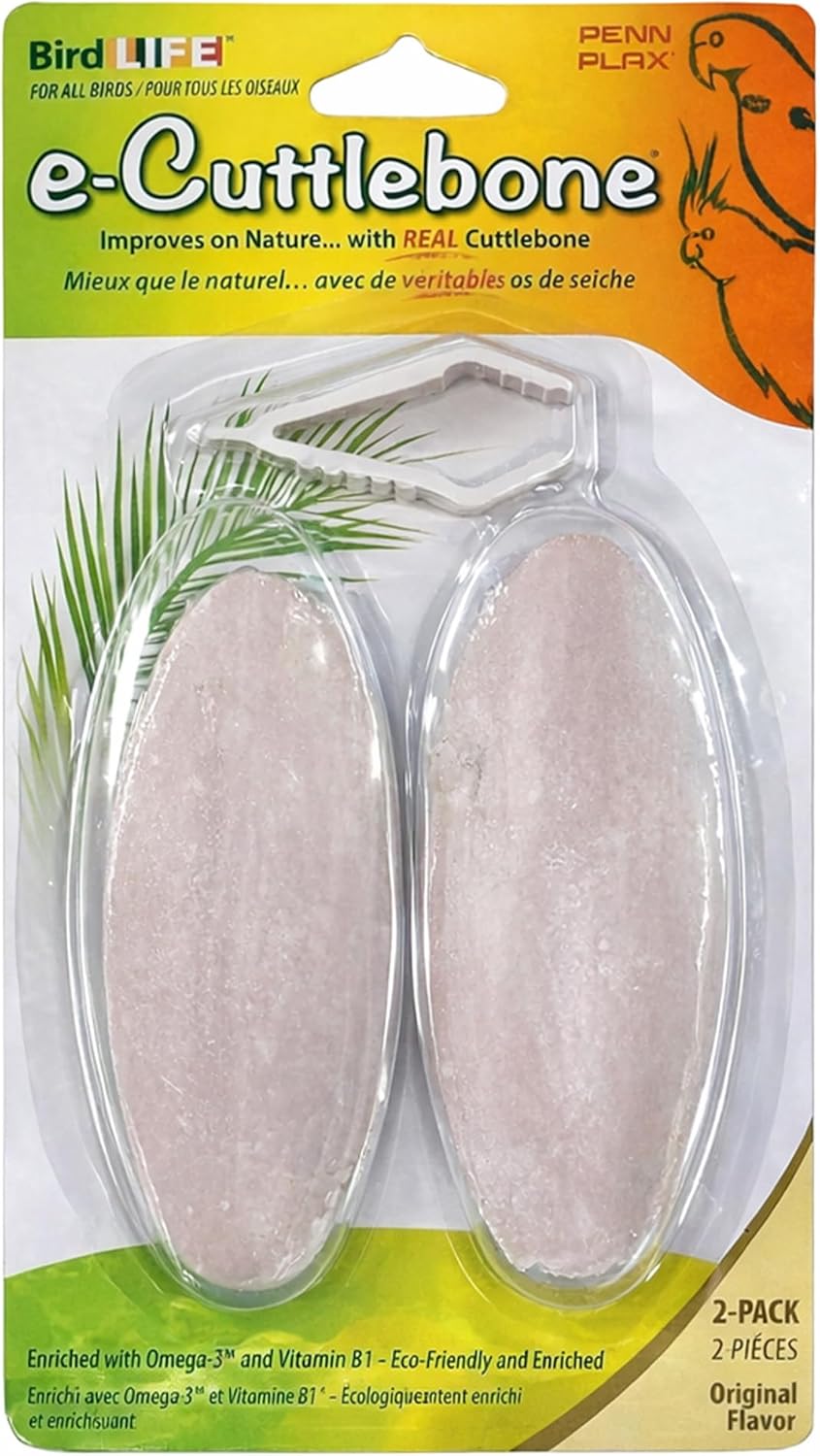 Penn-Plax Bird-Life E-Cuttlebone Flavored, 1 Pack (2 Counts) - Mango & Banana - Durable, Less Brittle Cuttlebones Enriched with Omega 3 & Vitamin B1 - Cage Clip - for All Bird Sizes - Mango & Banana - Image 12