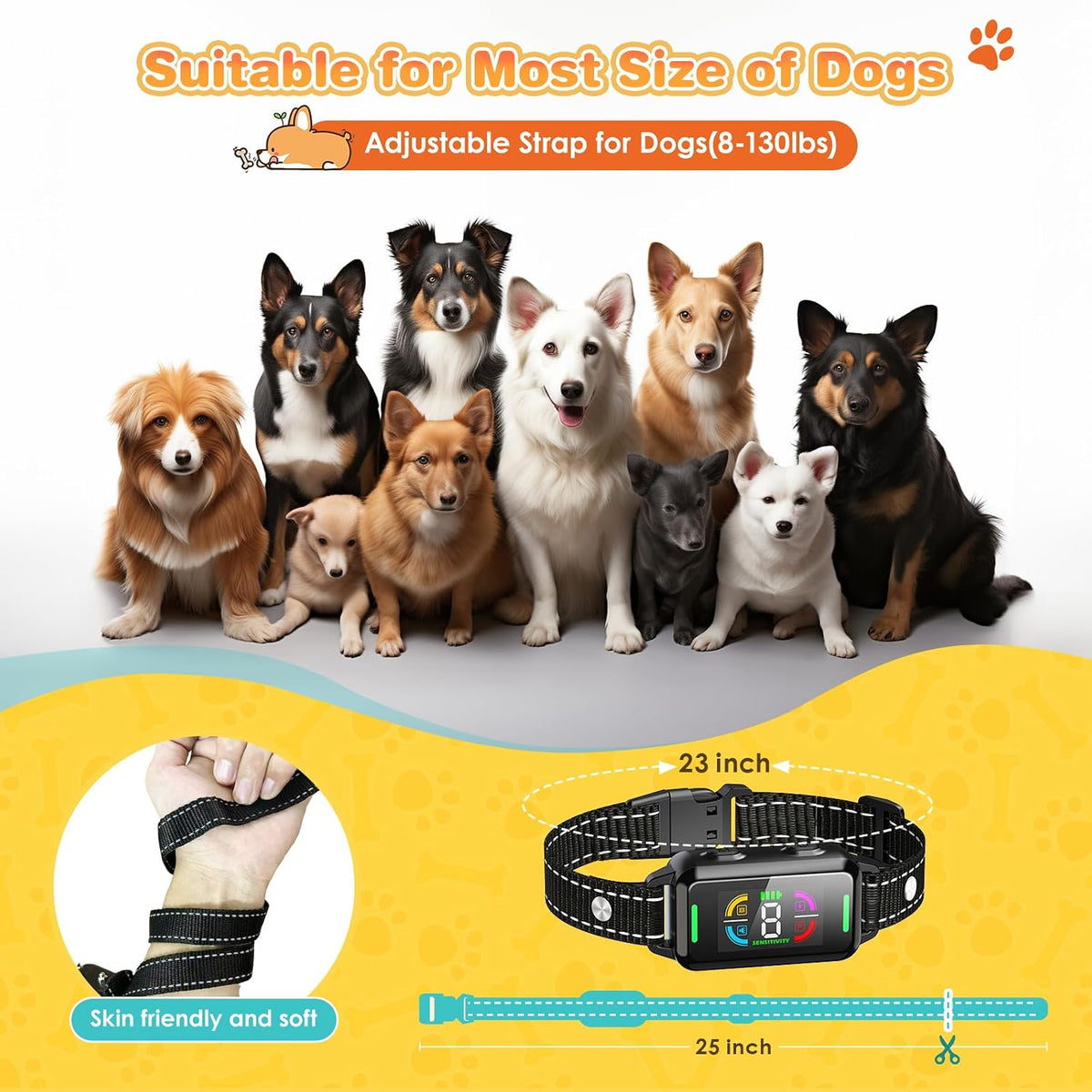 Side profile of Dinjoo smart dog bark collar