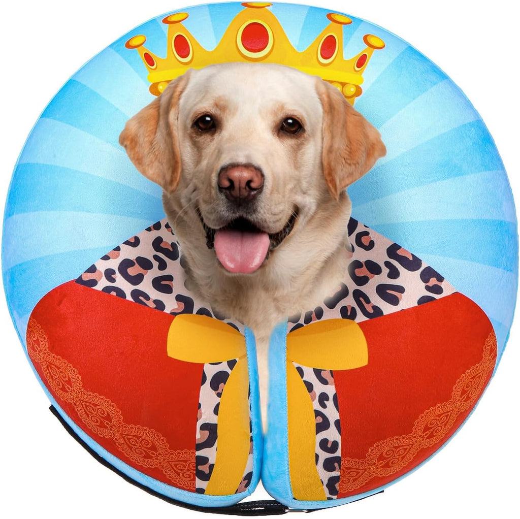SCENEREAL Dog Cone Alternative After Surgery Pet Recovery Collar for Small Medium Large Dogs Cats, Adjustable Inflatable Donut to Prevent Licking, Black Suit Print E-Collars - Image 14