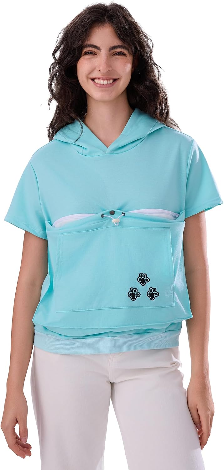 ALYC Pet Pouch Shirt Short Sleeve Kitten Puppy Holder Thin Hoodies Small Animal Carrier Sweatshirt for Women - Image 9