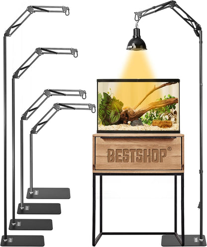 Dual Reptile Light Stand, Dual Swing-Arms, Black, 15.7-74.3 inch | 2 Adjustable 360 degrees Swing Arms, Heat Bulb Stand, For Bearded Dragons, Turtles, Chameleons, Terrarium Compatible - Image 9