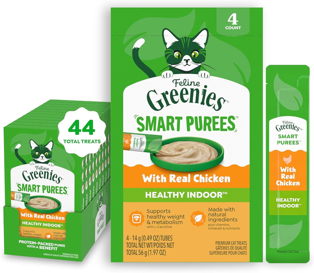 Greenies Feline Smart Purees Healthy Indoor and Skin & Fur Health Lickable Cat Treats, with Real Chicken, with Real Salmon, 0.49 oz. Tubes, 40 Count - Image 10