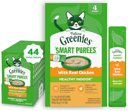 Greenies Feline Smart Purees Healthy Indoor and Skin & Fur Health Lickable Cat Treats, with Real Chicken, with Real Salmon, 0.49 oz. Tubes, 40 Count - Image 10
