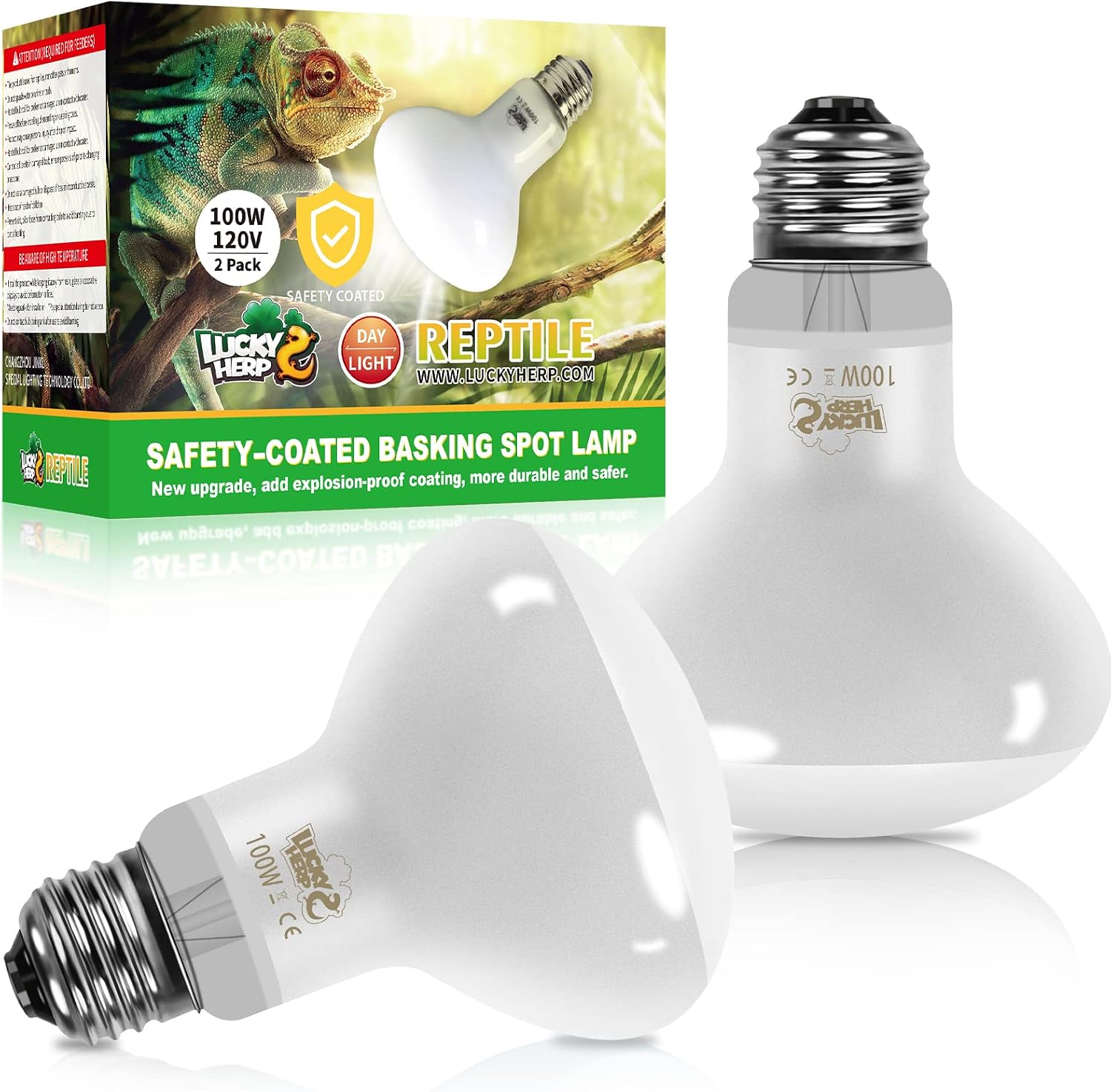 LUCKY HERP Reptile Heat Lamp - 100W (2nd Gen) Heat Lamp Bulbs for Reptiles 2 Pack, Amphibians Basking Heat Lamp Bulbs, UVA Daylight Basking Light for Reptiles, Bearded Dragon, Lizard, Turtle, Chicken - Image 10
