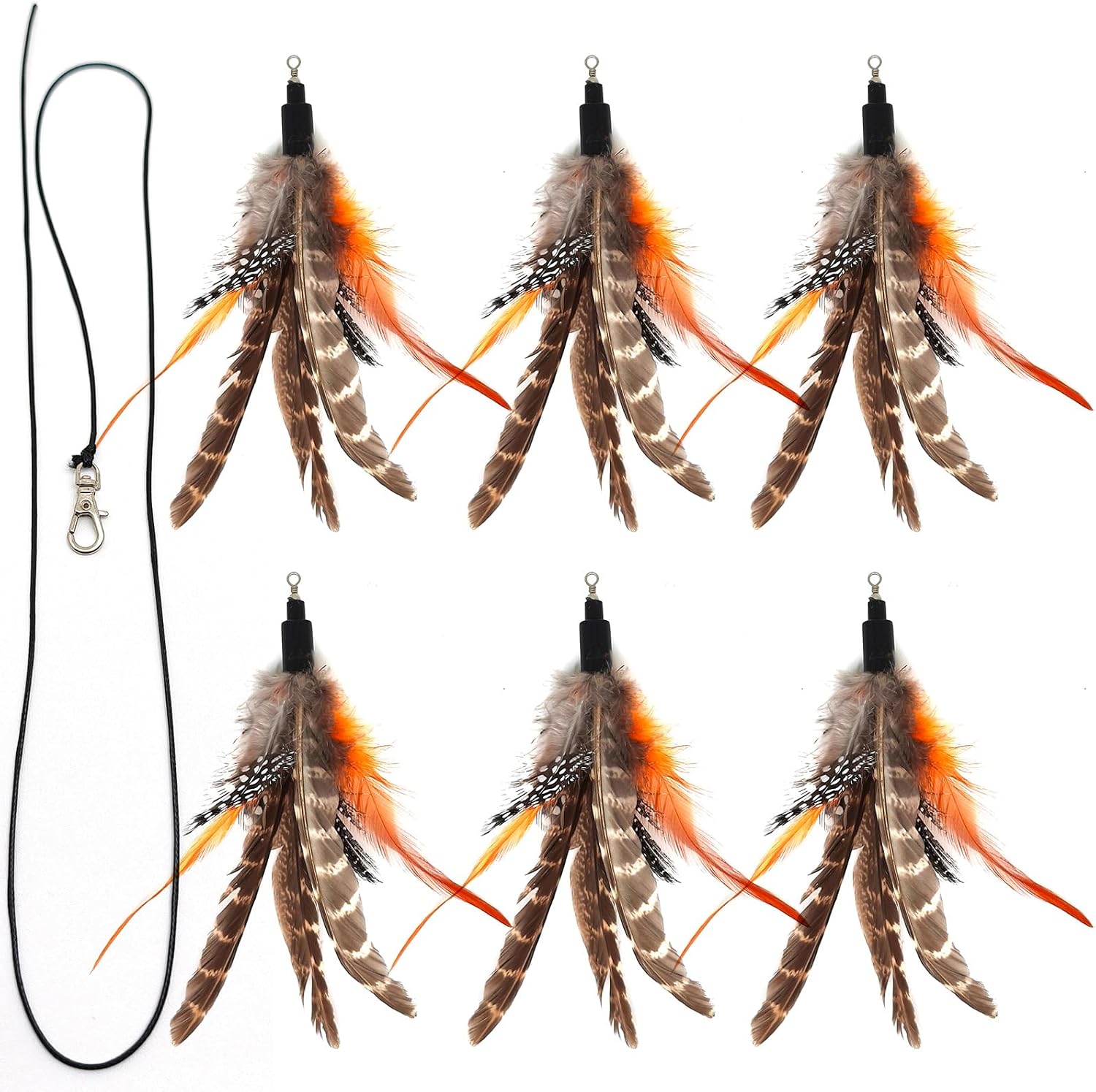 12 Pack Cat Wand Feather Toy Refills with Bells , Natural Feather Replacement for Interactive Teaser Toys, Colorful Wand Attachments, Durable and Safe Cat Toy Accessories for Exercise and Play - Image 9