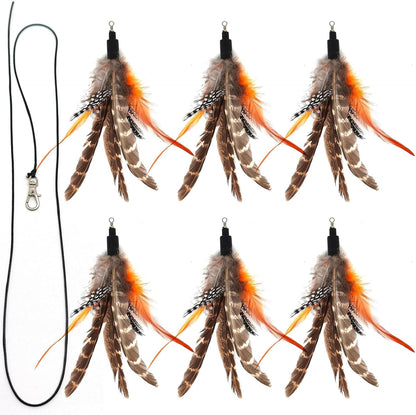 12 Pack Cat Wand Feather Toy Refills with Bells , Natural Feather Replacement for Interactive Teaser Toys, Colorful Wand Attachments, Durable and Safe Cat Toy Accessories for Exercise and Play - Image 9