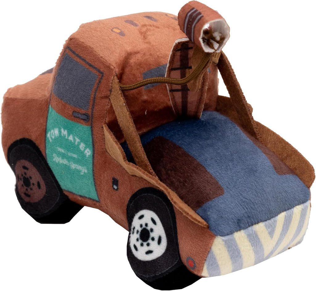 Close up of non-abrasive fabric texture on Pixar Cars dog toy