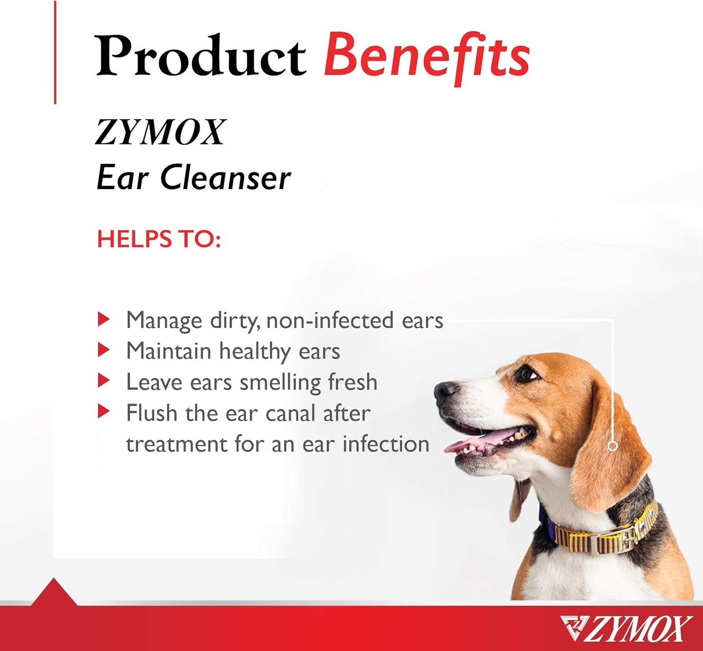 Close up of Zymox Ear Cleanser bottle label showing bio-active enzymes