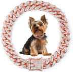 Cuban Dog Chain Collars, Silver Crystal Pet Necklace, Metal Pet Necklace with Safety Buckle Lock, for Small Medium Large Dogs Cats (12 Inch) - Image 13