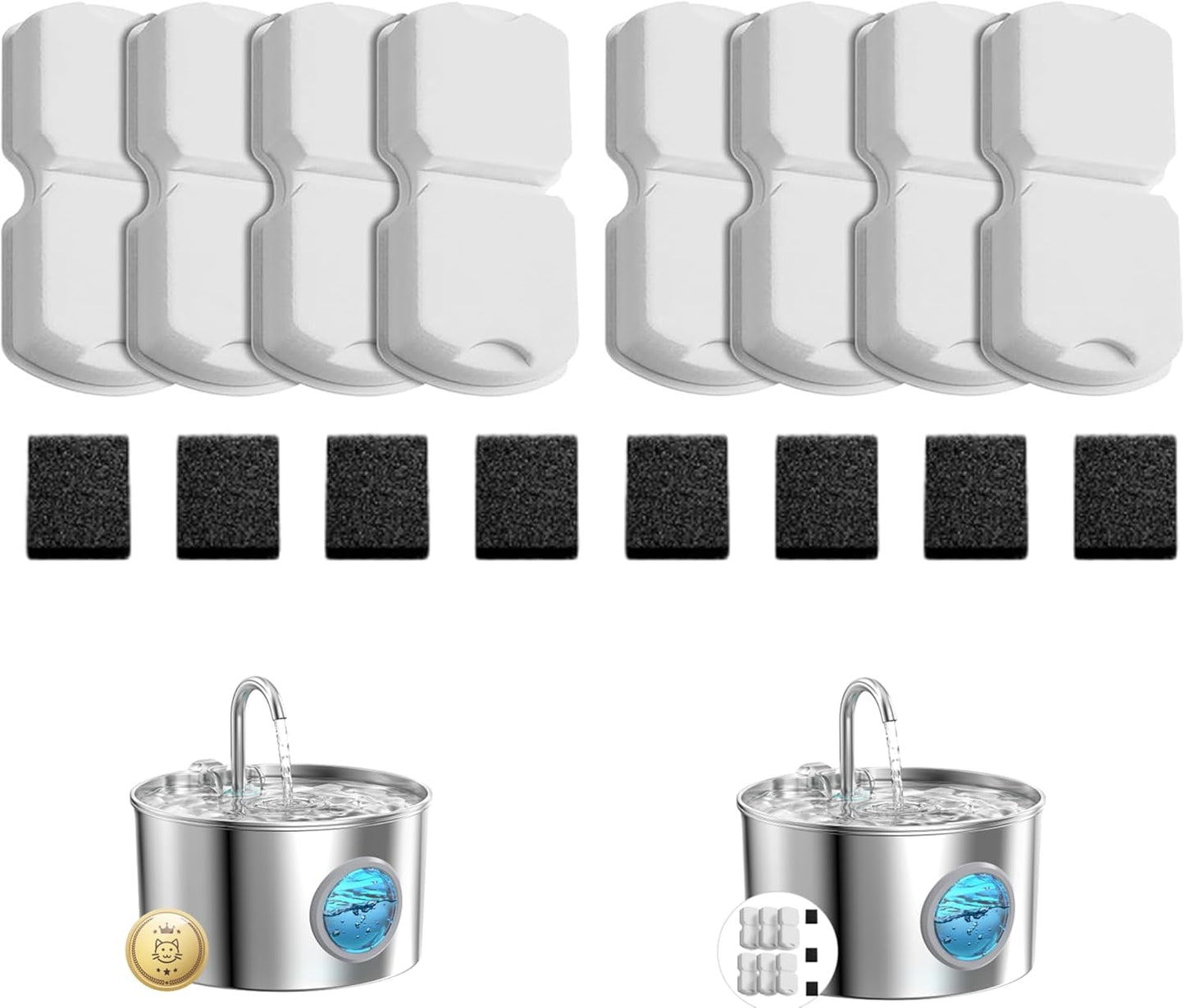 GIOTOHUN Cat Fountain Filters Replacement: 12 Cat Fountain Filter (6 Carbon + 6 Foam Filters) Suitable for GIOTOHUN S11 - Image 10