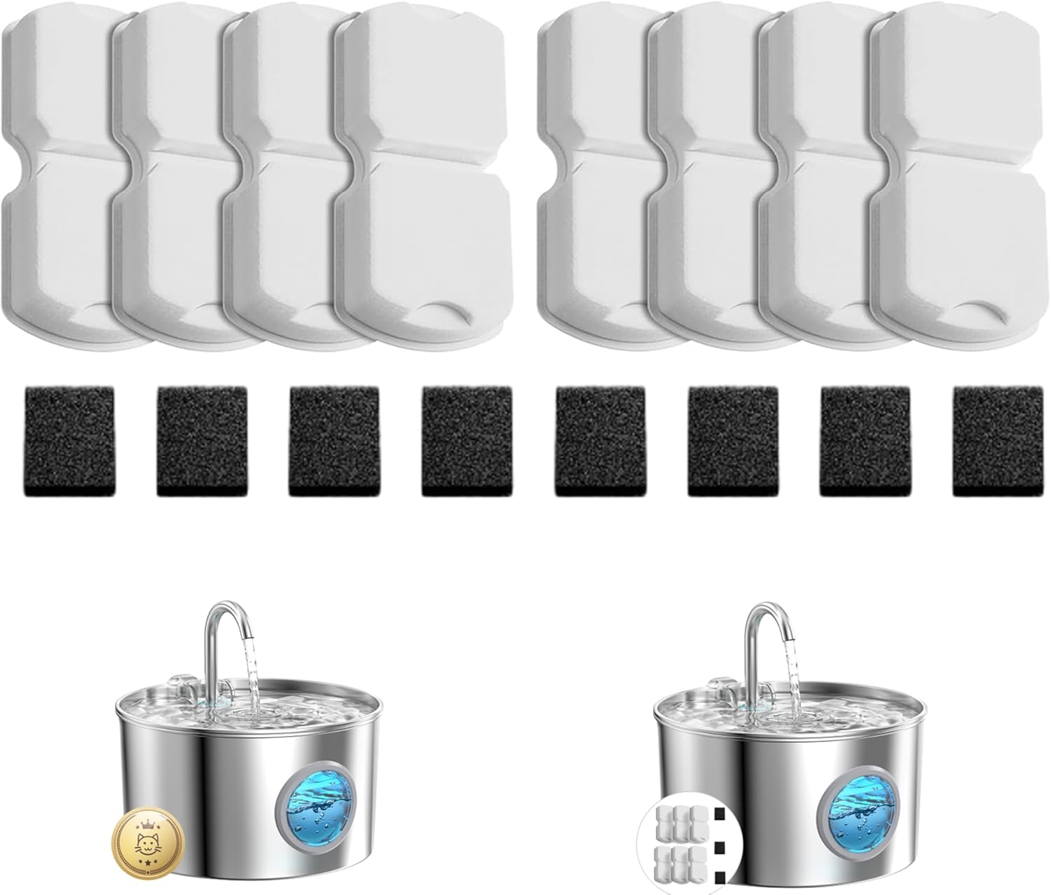 GIOTOHUN Cat Fountain Filters Replacement: 12 Cat Fountain Filter (6 Carbon + 6 Foam Filters) Suitable for GIOTOHUN S11 - Image 10