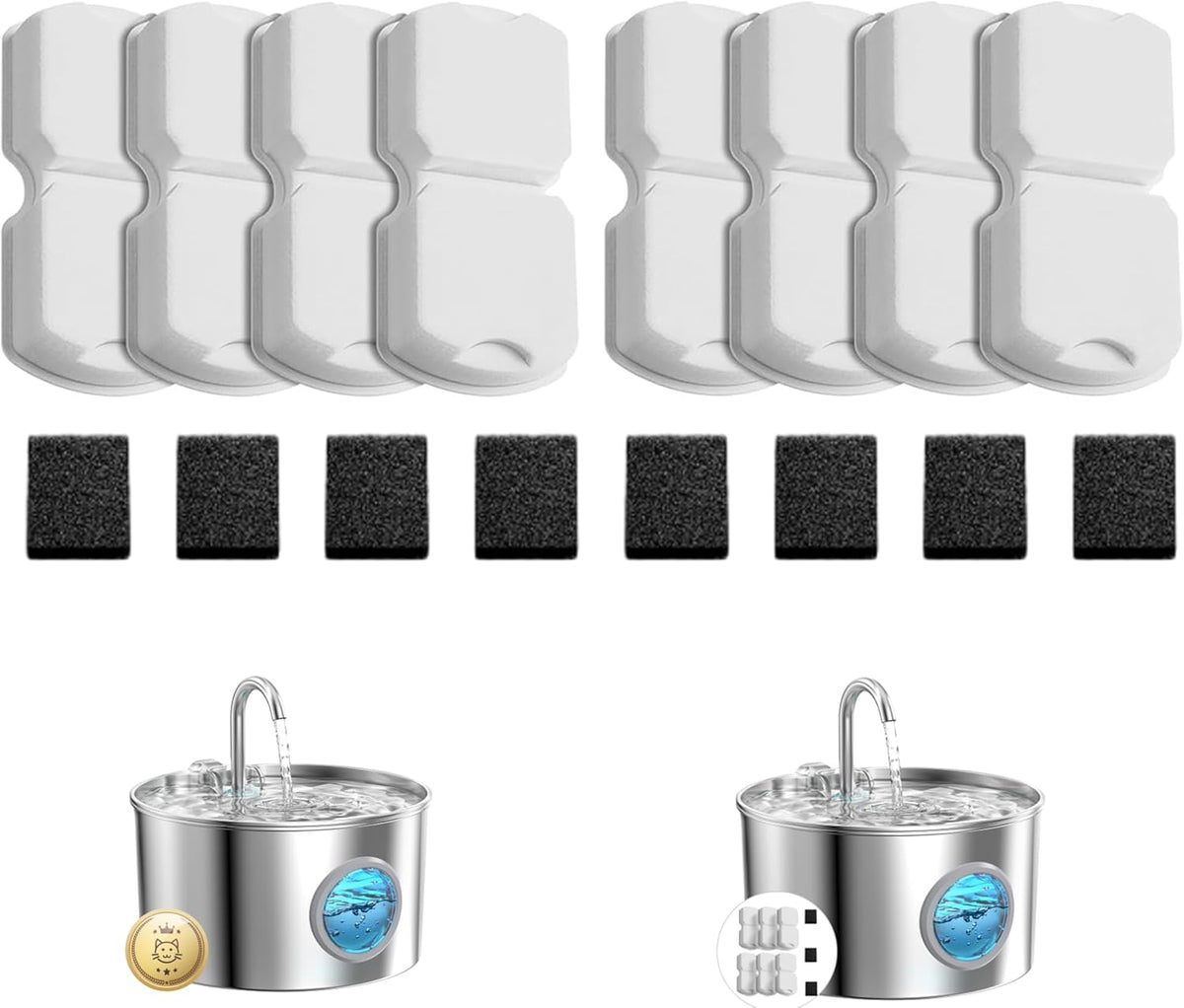 GIOTOHUN Cat Fountain Filters Replacement: 12 Cat Fountain Filter (6 Carbon + 6 Foam Filters) Suitable for GIOTOHUN S11 - Image 10