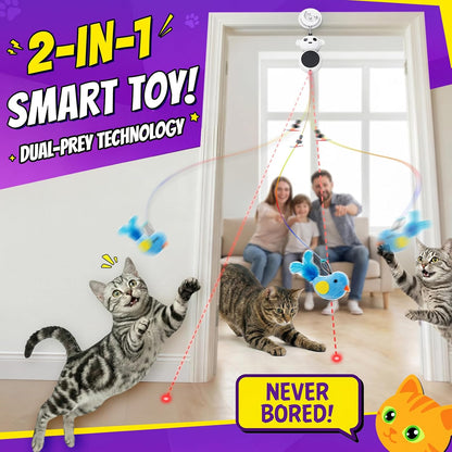 Catpick Joy 2 in 1 laser pointer cat toy mounted on a doorway frame