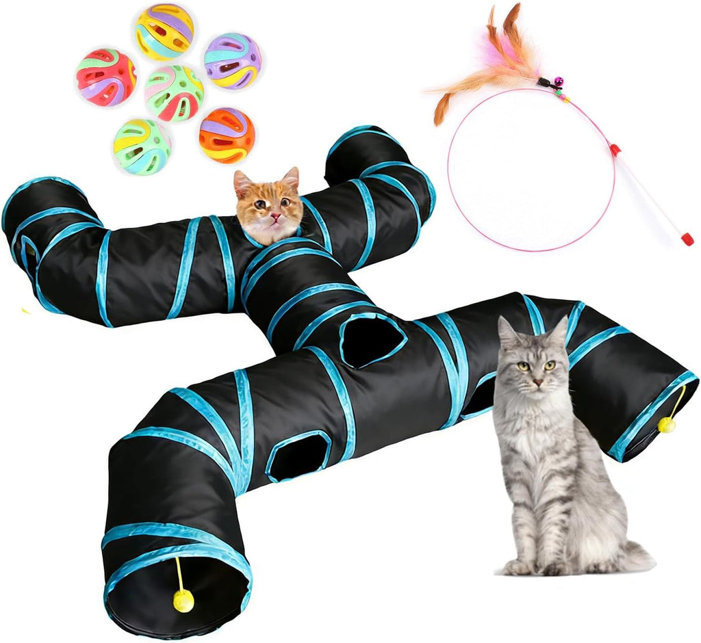 Indoor pet playground with JoneRise 4-way tunnel