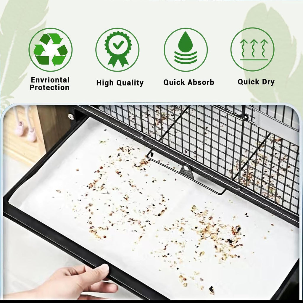 ZIQON 120 Pcs Bird Cage Liner Papers Big Size Cage Paper Liners Disposable Cage Paper Liners Precut Absorbent Cushion Pad Mat Accessories for Pet Bird Parrot (White, 12.2x8.2 inch) - Image 4