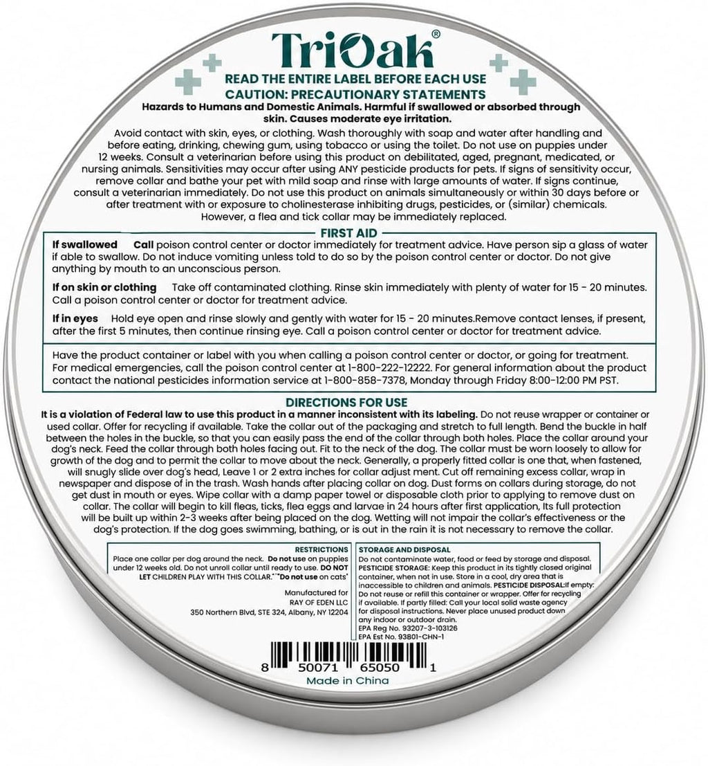 TevraPet flea and tick collar showing waterproof gray material