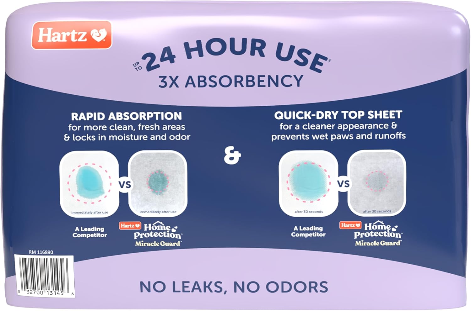 Hartz Miracle Guard Dog and Puppy Dog Pads Max Absorbency 24 Hour Use Odor Eliminating Lavender Scented No Leaks, Regular Size 25 Count - Image 12