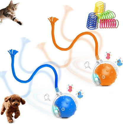 2-Pack Interactive Cat Toys Ball for Indoor CatsDog,Automatic Cat Toy with Smart Obstacle Avoidance&Bird Chirps,Includes 8 Cat Spiral Spring,Cat Enrichment Toys for Indoor Cats(RedBlue) - Image 14