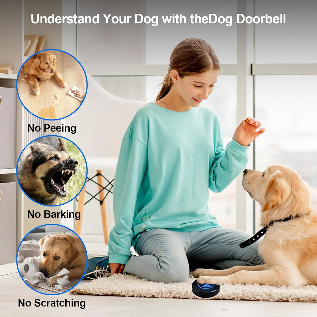Dog using the touch-sensitive doorbell for potty training