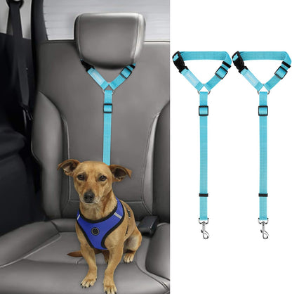 BWOGUE 2 Packs Dog Cat Safety Seat Belt Strap Car Headrest Restraint Adjustable Nylon Fabric Dog Restraints Vehicle Seatbelts Harness - Image 12