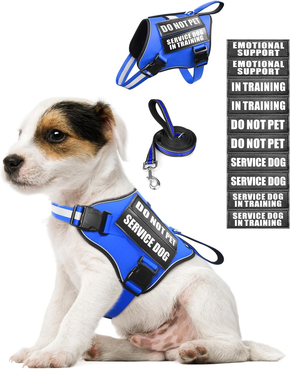 Service Dog Vest Harness and Leash Set+10 Patches,No Pull&Adjustable Reflective Dog Harness with Soft Padded Handle for Training/Everyday,Fit Small/Medium/Large/Extra-Large Dogs(Red M) - Image 15
