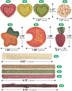 Close up view of ERKOON apple wood chewing sticks and carrot flavored treats for hamsters.