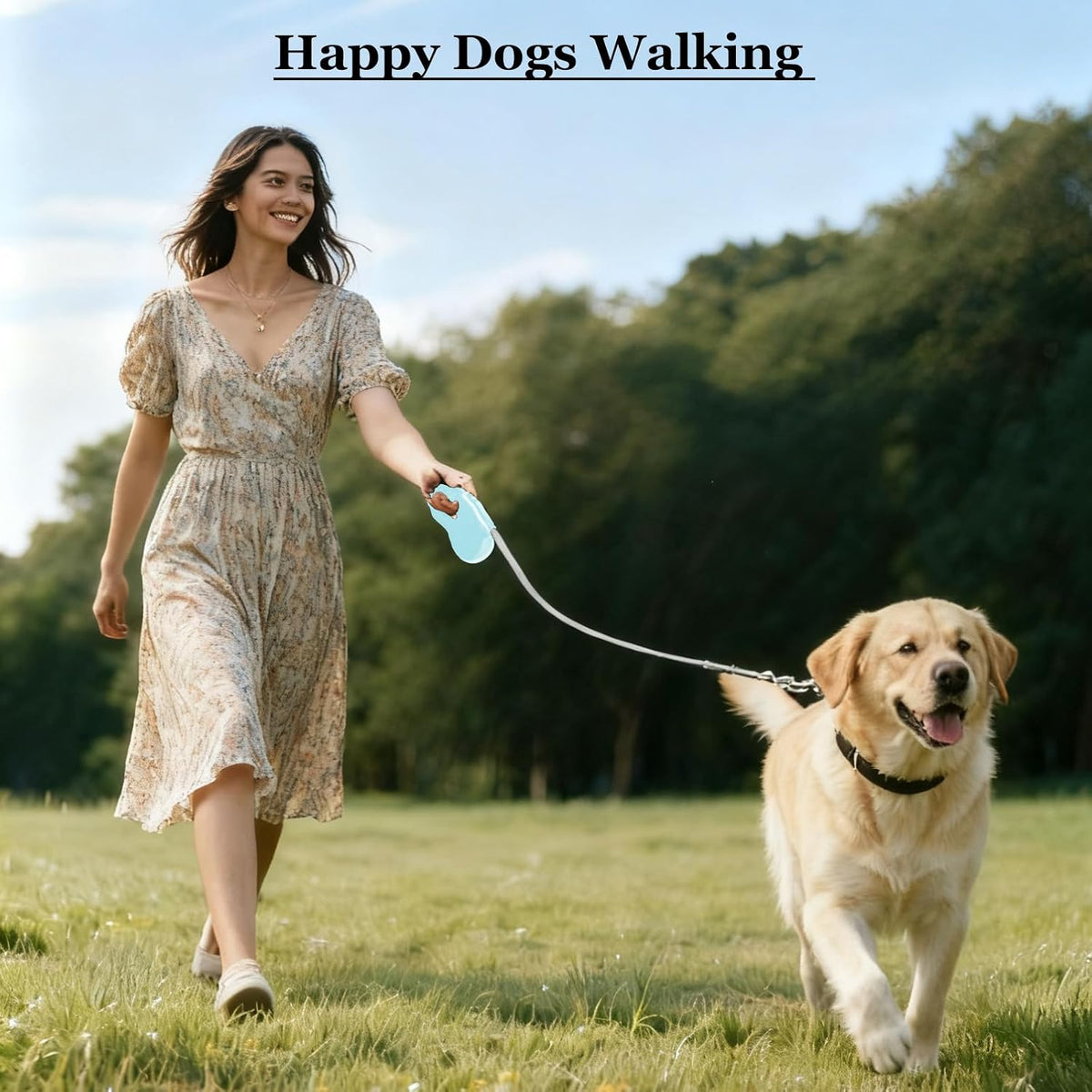Ergonomic anti-slip handle of Lusosh blue dog leash