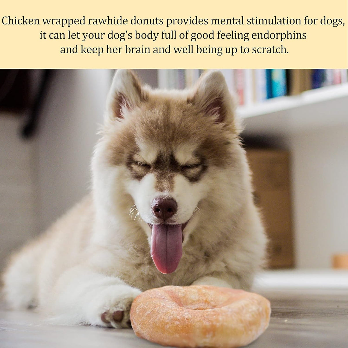Grain free chicken wrapped donut rings for dental health