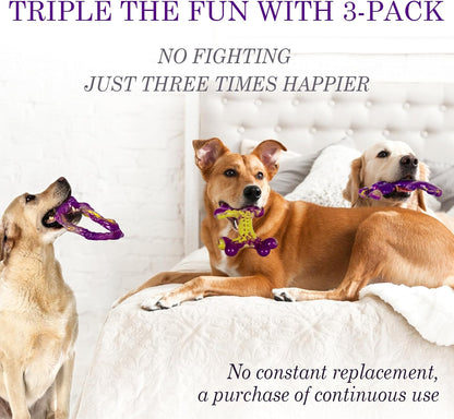 Three bacon flavored chew toys for aggressive dogs