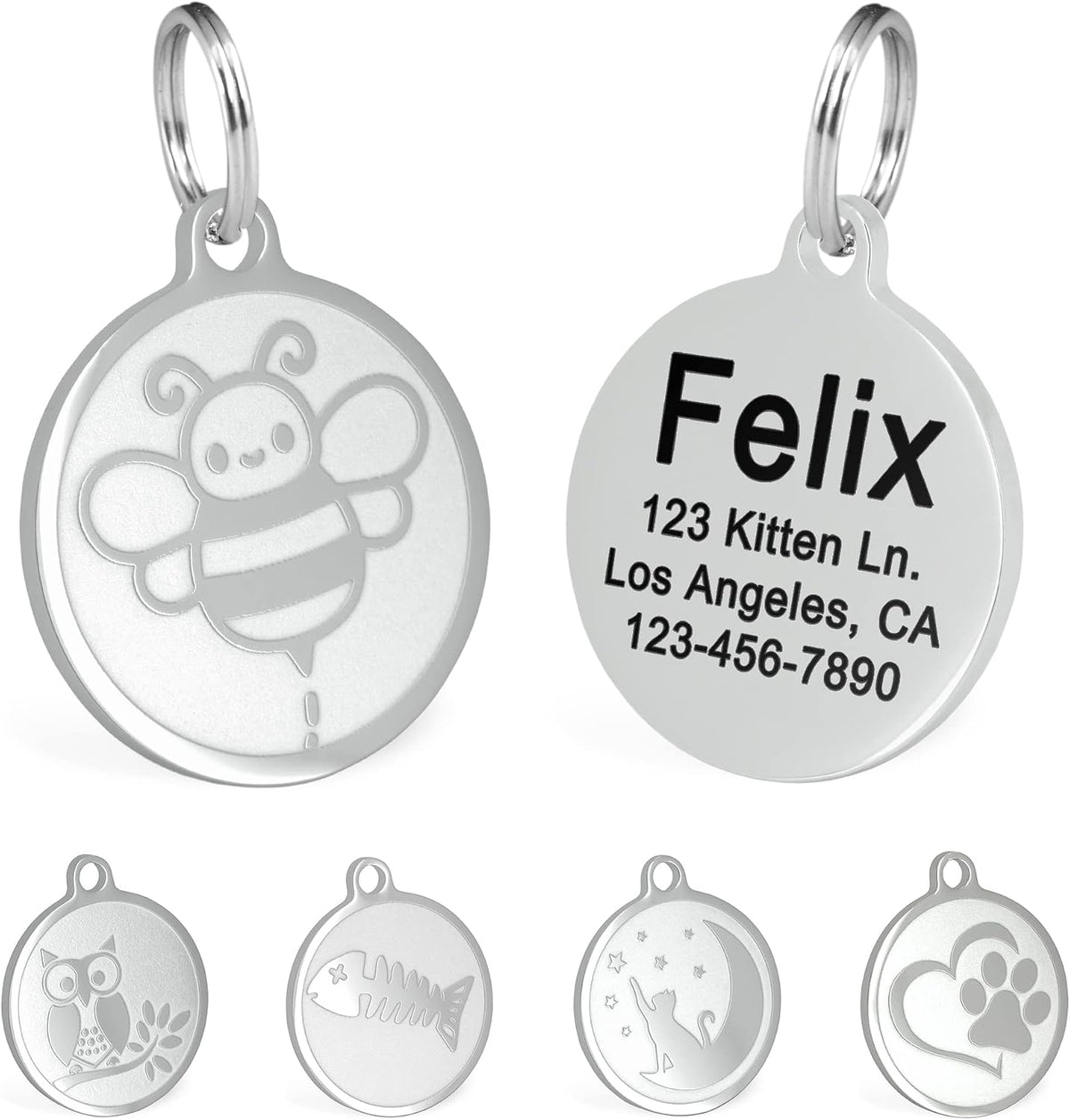 Ultra Joys Engraved Cat Name Tags Personalized - Stainless Steel Name Tag Pet Identification - Small Dog ID Tags Personalized for up to 4 Lines of Text - Pet ID Tags for Cat Collar - Pirate - Image 9