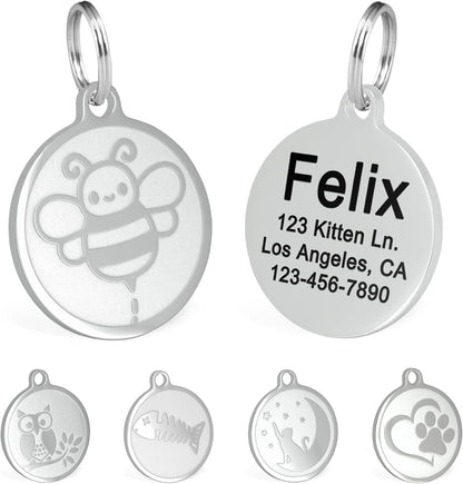 Ultra Joys Engraved Cat Name Tags Personalized - Stainless Steel Name Tag Pet Identification - Small Dog ID Tags Personalized for up to 4 Lines of Text - Pet ID Tags for Cat Collar - Pirate - Image 9