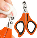 Trumoon cat nail clippers front view showing the orange ergonomic handle.