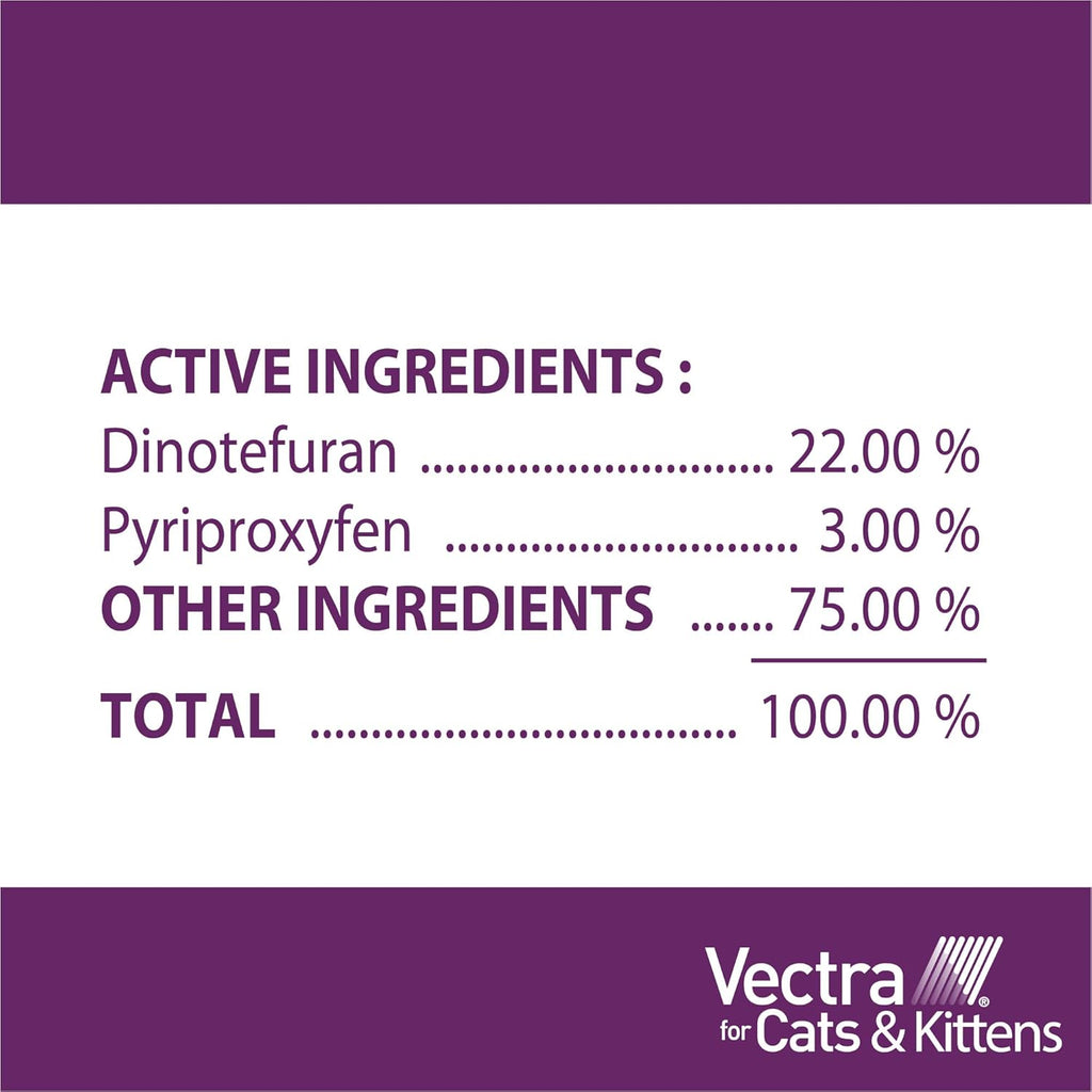Six month supply packaging of Vectra feline flea prevention tubes