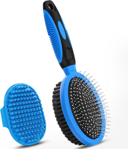 2PCS Pet Grooming Tools - Double-Sided Brush for Shedding and Bathing, Suitable for Short/Long Haired Dogs Cats and Horses, Deshedding Dog Brush, Mane & Tail Combs for Horses - Pet Supplies (Blue) - Image 9