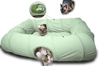 Top down angle of the circular XxingSheep donut cat nest highlighting the spacious 42.5 by 33.5 inches dimensions.