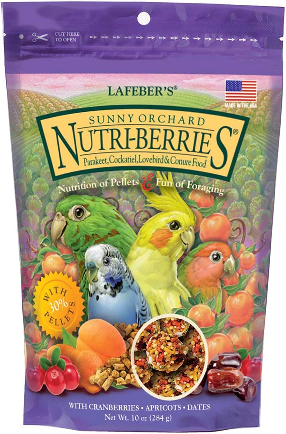 Lafeber's pet bird food nutrition label and ingredients display
