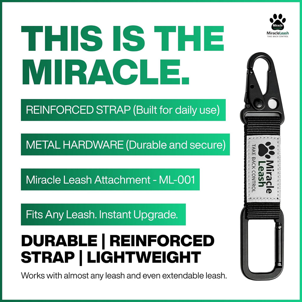 MiracleLeash gentle control premium reflective pet lead training attachment.