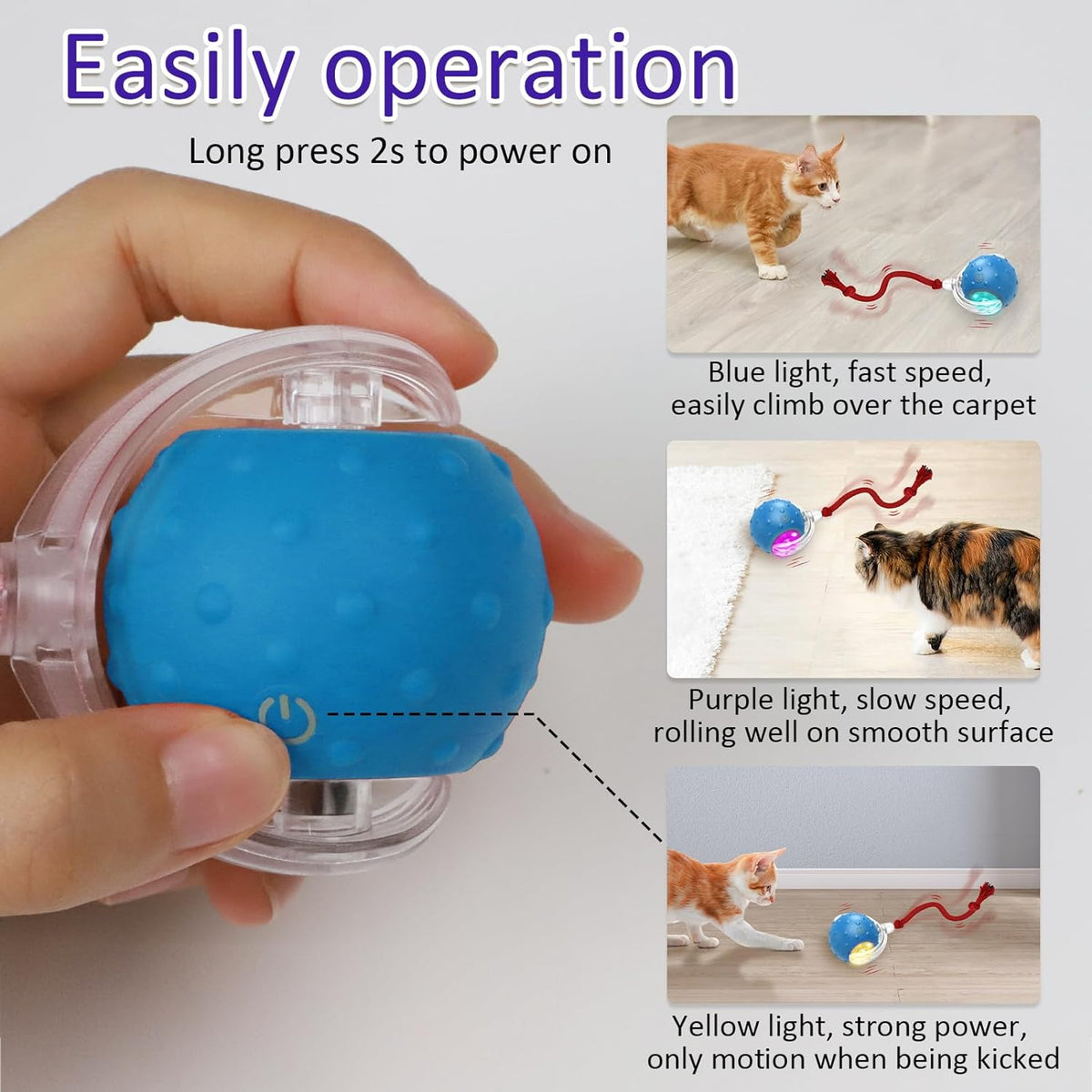 Giociv automatic rolling pet ball navigating easily across living room rug surfaces