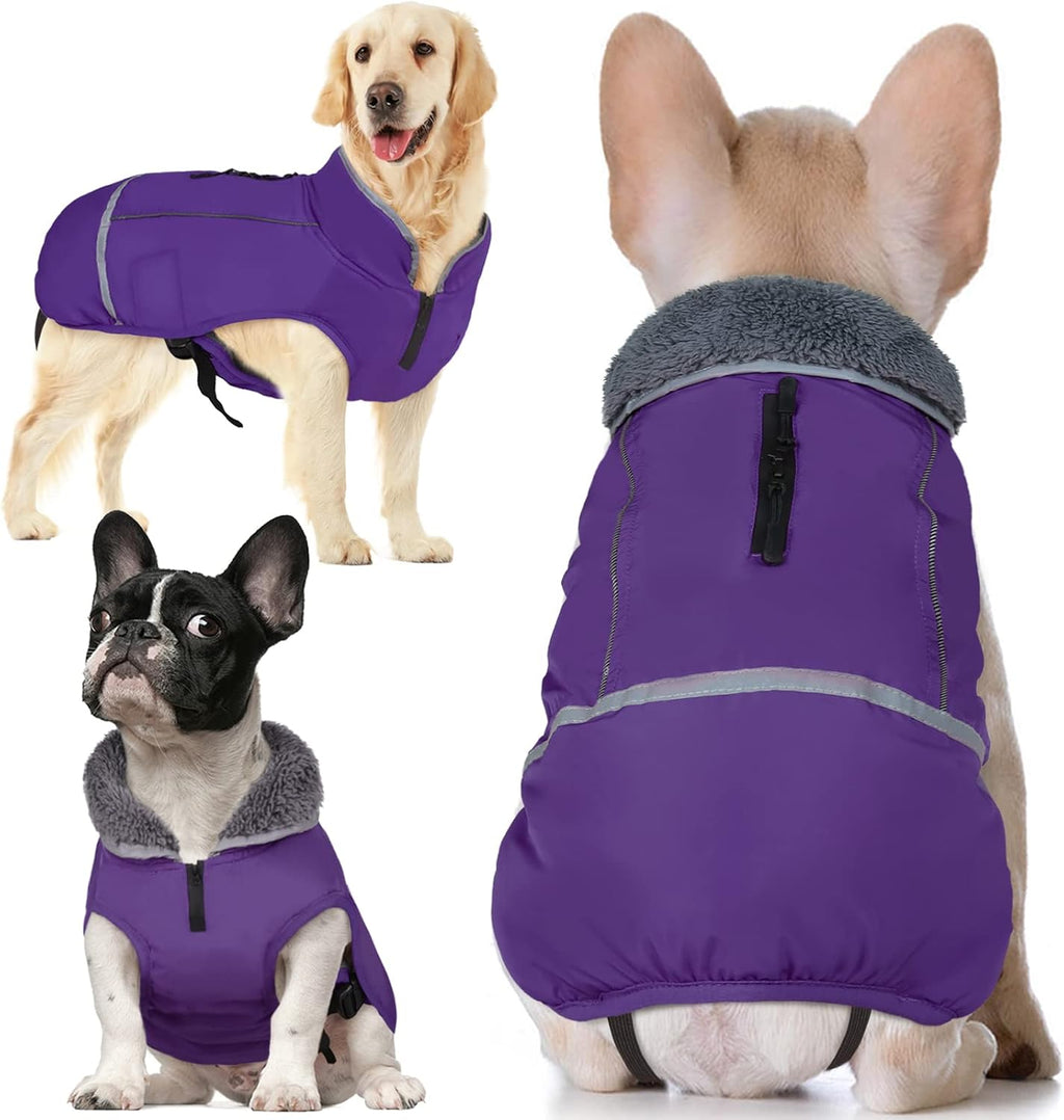 QBLEEV Warm Reflective Dog Jacket, Waterproof Winter Coat With Turtleneck, Thick Fleece Snowsuit for Cold Weather, Christmas Vest Pet Apparel for Small Medium Large Dogs L - Image 13