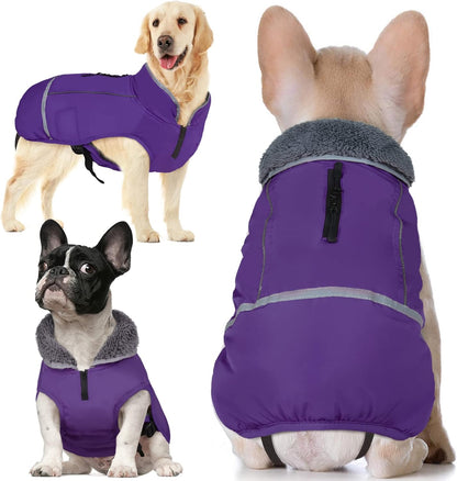 QBLEEV Warm Reflective Dog Jacket, Waterproof Winter Coat With Turtleneck, Thick Fleece Snowsuit for Cold Weather, Christmas Vest Pet Apparel for Small Medium Large Dogs L - Image 13