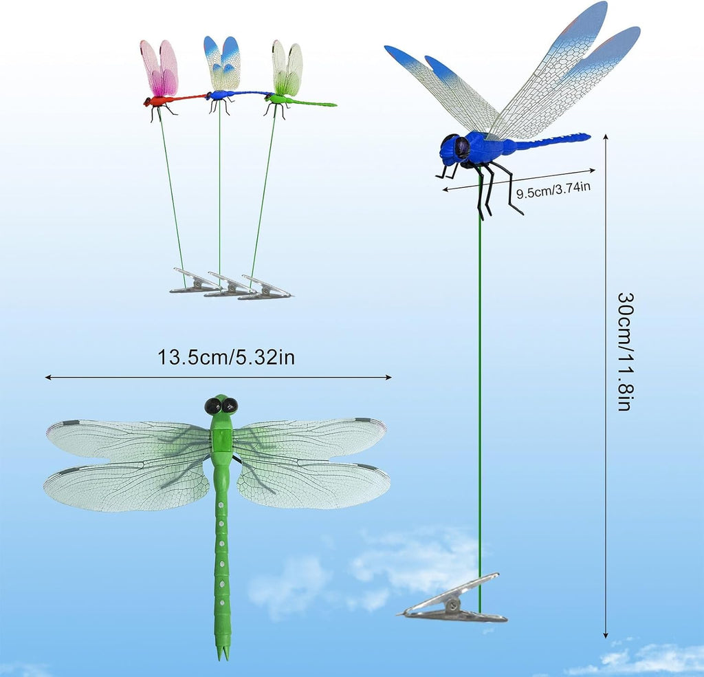Fluencara waterproof plastic dragonfly ornament pack showcasing weather resistant materials close up