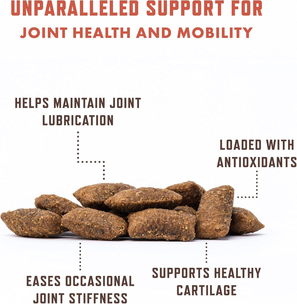 Close up of Rocco and Roxie cat supplements showing crunchy chew texture