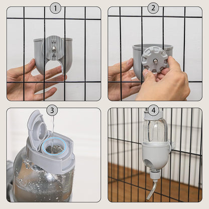 Pet Water Bottle for Cage Crate 17oz Non-Drip Water Dispenser for Small Animal Rabbit Bunny Guinea Pig Chinchilla Ferret Squirrel Hedgehog (Gray, 17oz) - Image 6
