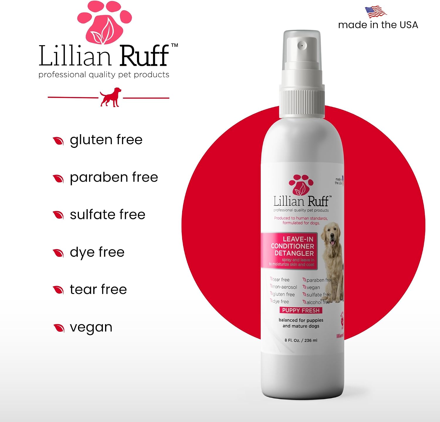 Professional puppy fresh scent detangling mist for sensitive pet skin
